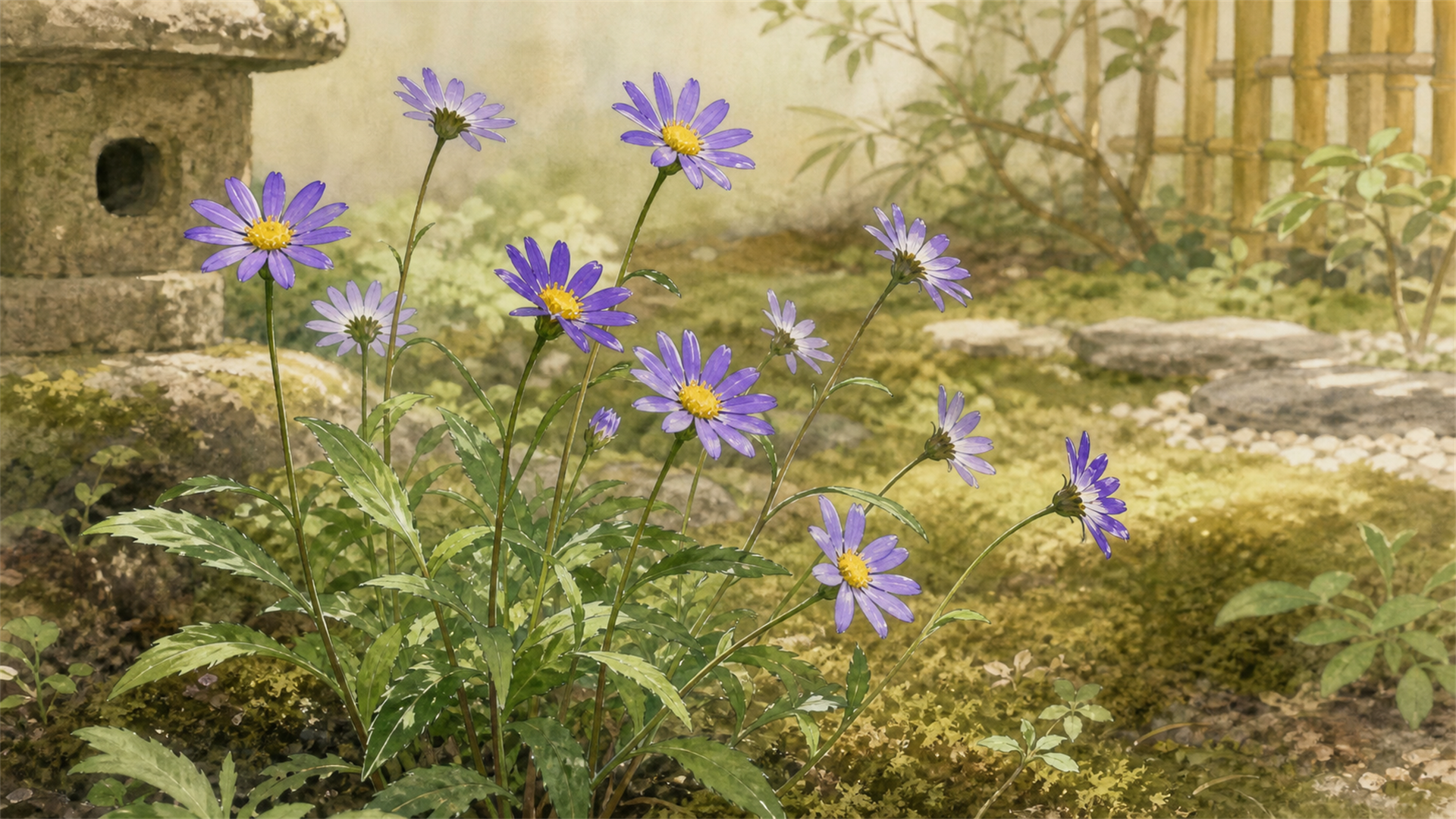 ミヤコワスレの青紫の花