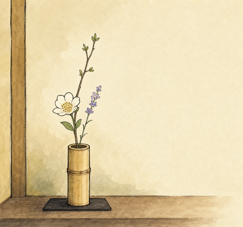 茶席で花入に入れるワンポイントイラスト