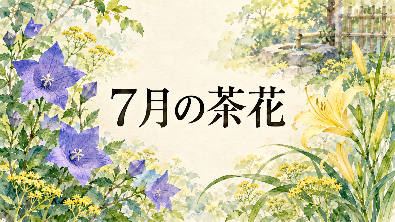 7月の茶花の水彩アイキャッチ画像